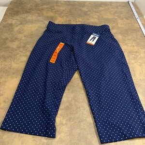 Lands End Capri Pants Womens XXL Navy Polka Dot Shore Stretch Knit 1761859